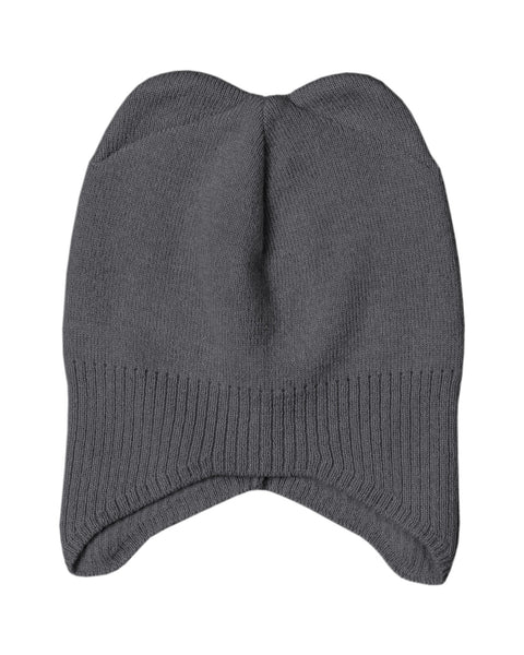 Kids' Ear Flaps Beanie Knitted Merino & Cashmere in dark gray