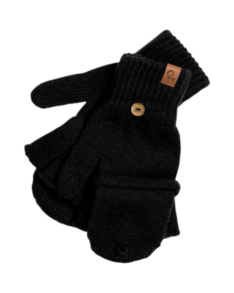 Men's Convertible Gloves Knitted Merino in black
