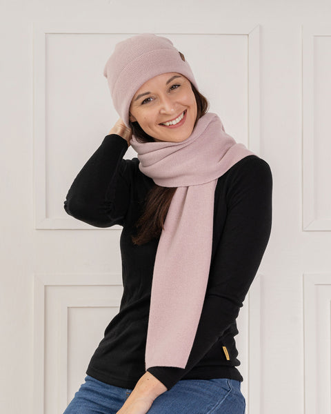 Women's Knit Beanie & Scarf Merino & Cashmere 2-Piece Set