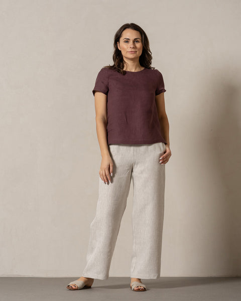 Linen T-Shirt Top Emma Shadow Purple