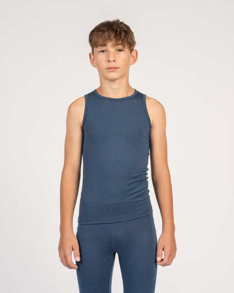 Kids' Merino Tank Top & Bottom 2-Piece Denim
