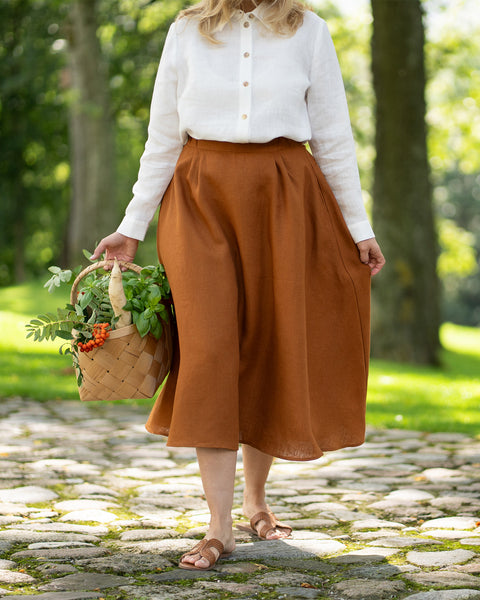 Linen Maxi Skirt with Pockets Sophia