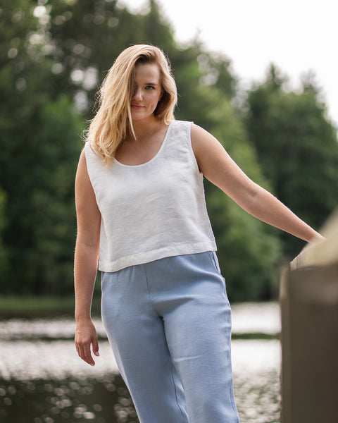 Linen Crop Top Ana Pure White