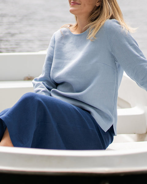 Linen Blouse Nora Cloudy Blue