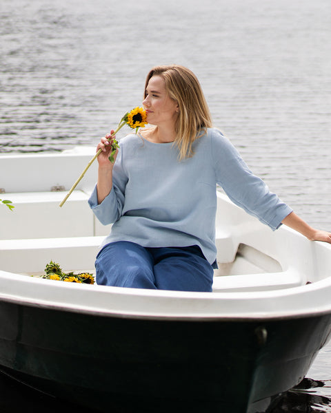 Linen Blouse Nora Cloudy Blue