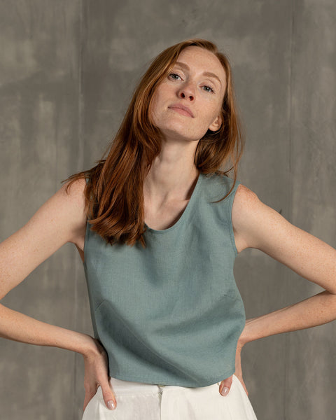 Cross Back Linen Top Serena