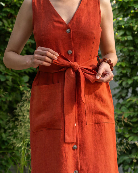 Linen Button Down Safari Dress Sierra