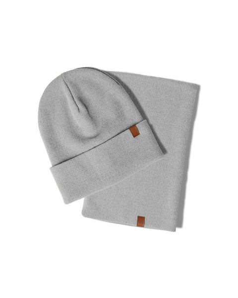 Women's Knitted Beanie & Gaiter 2-Piece Set light gray