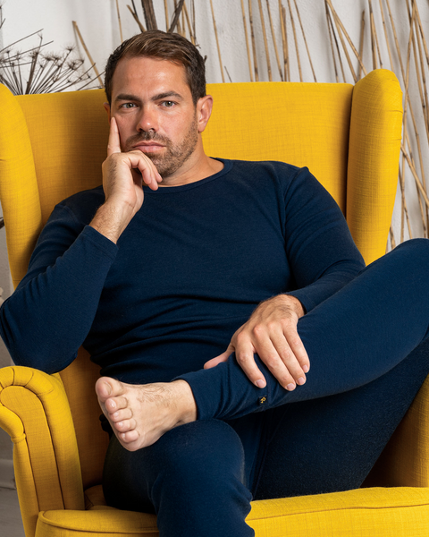 Men's 250 Merino 2-Piece Set of Long Sleeve & Bottom Dark Blue