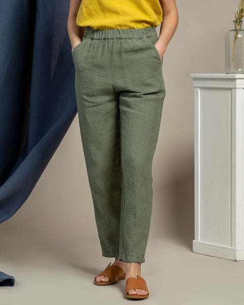 Linen Trousers Dakota Stone Green