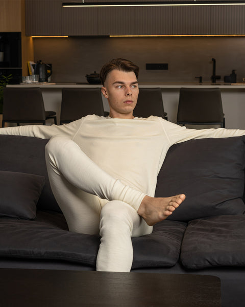 Men's Merino 250 Set of Long Sleeve & Bottom Rub Natural