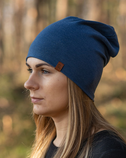 menique Women's Merino Beanie Hat Denim Color
