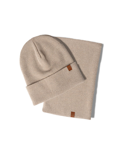 Women's Knitted Beanie & Gaiter 2-Piece Set Creamy beige