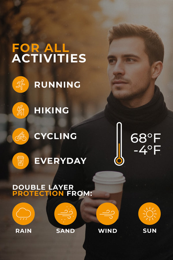 Women’s merino wool neck gaiter for running, hiking and cycling, double layer protection from wind, rain and cold weather