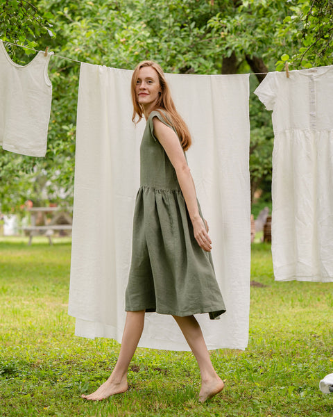 Smock Dress Cecilia in stone green