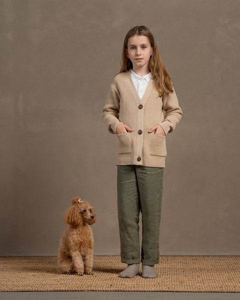 Kids&#39; Merino Wool Cardigan Cleo Beige