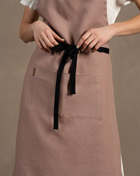 Linen Adjustable Apron in faded rose