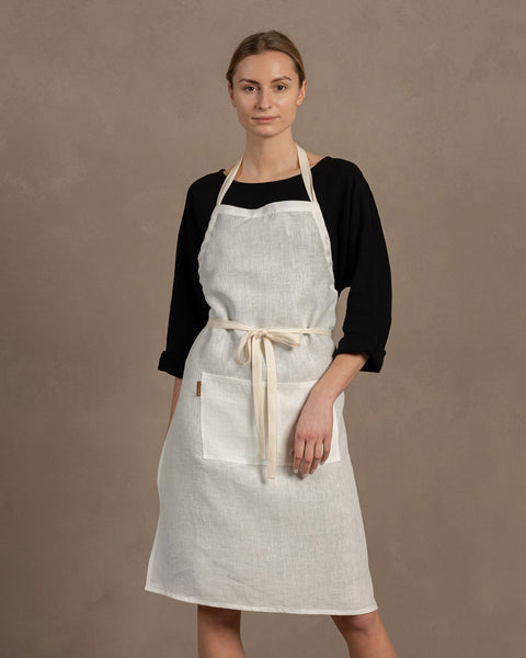 Linen Adjustable Apron in pure white