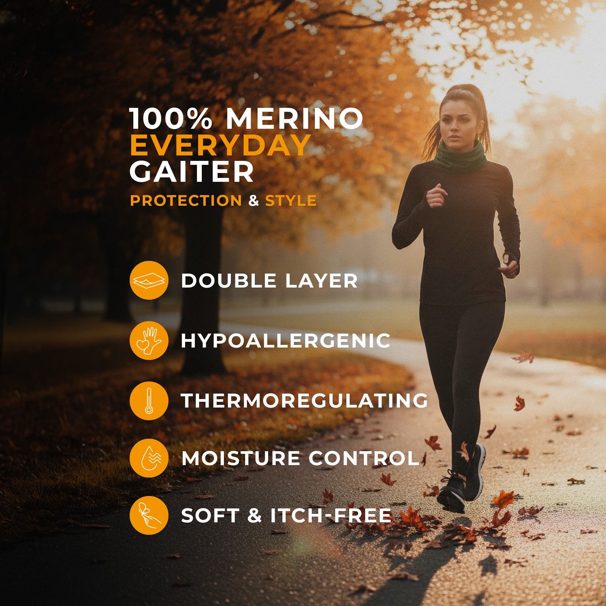 menique unisex black neck gaiter in white background