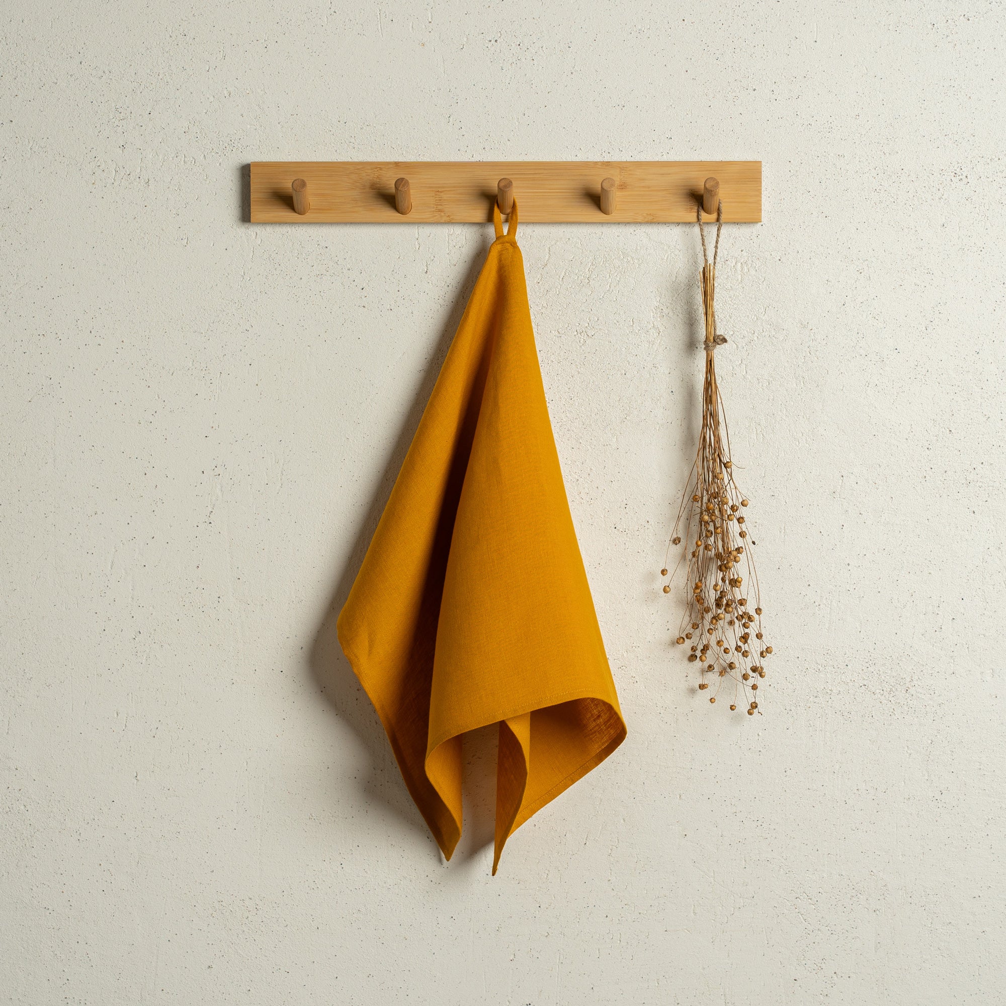 Natural 100% Linen Dish Towel in Spicy Yellow Color