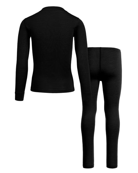 menique Kids&#39; 160 Long Sleeve &amp; Bottom 2-Piece Black, back view.
