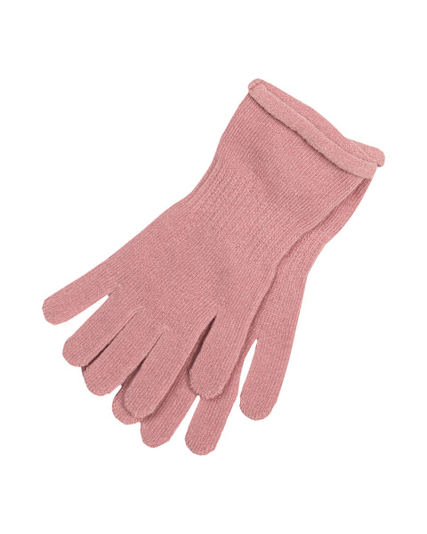 kids&#39; knit cotton gloves in candy pink color, in a white background.