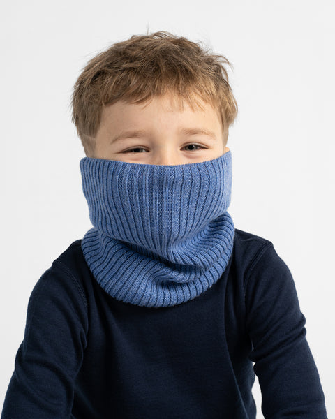 Kids' 100% Merino Wool Ribbed Knit Neck Gaiter