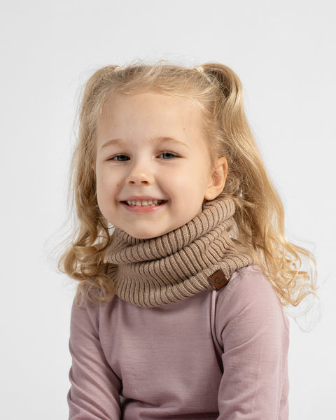 Kids' 100% Merino Wool Ribbed Knit Neck Gaiter