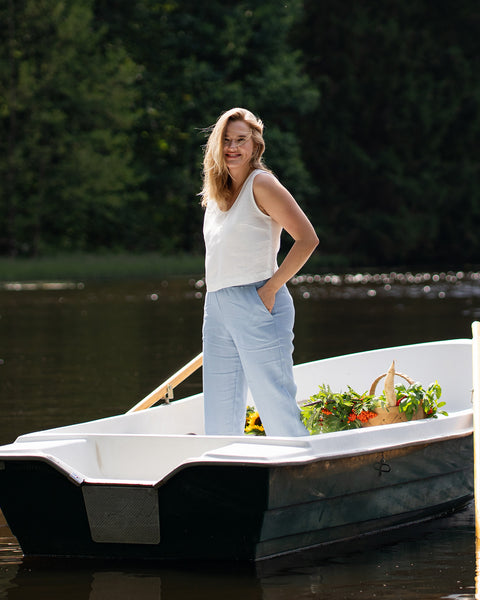 Linen Crop Top Ana Pure White