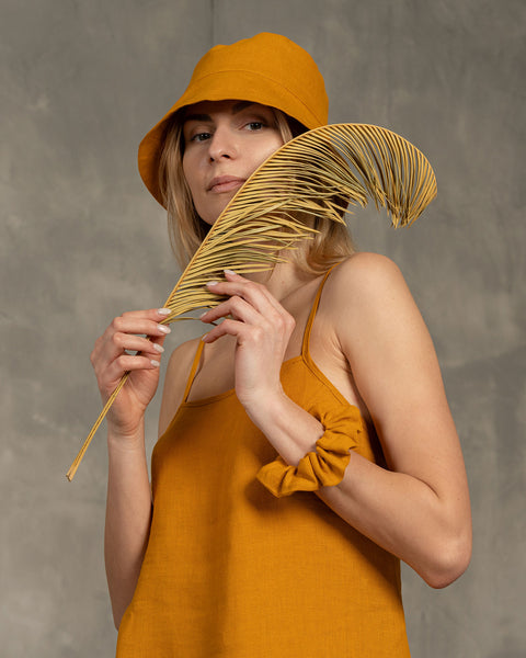 Linen Bucket Hat spicy yellow