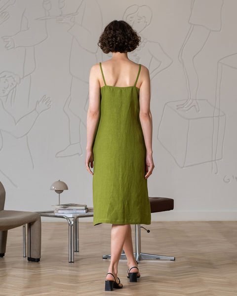 Linen Strap Button Down Dress Hope