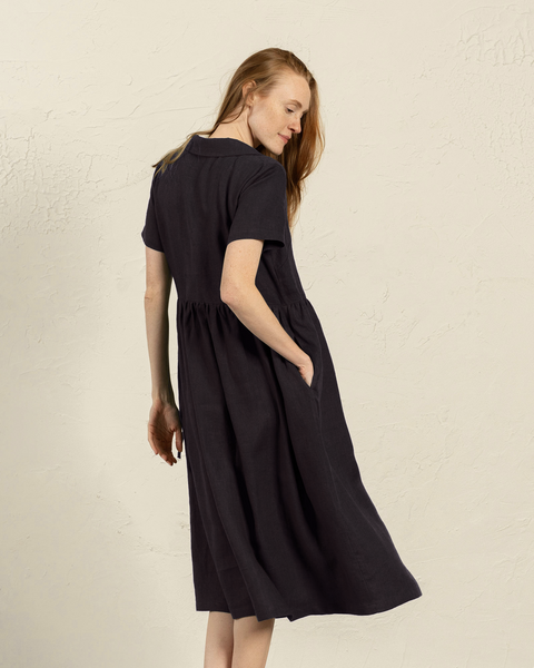 Collar Dress Phoebe in pure black