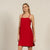Linen Mini A-Line Flaire Cross Back Dress Elora pure red