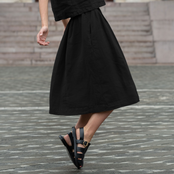 Midi 100 Linen Skirt for Women Pure Black menique