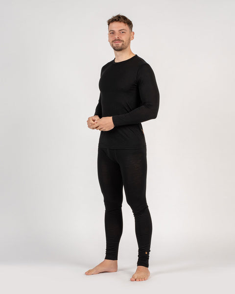 Men&#39;s 160 Long Sleeve &amp; Bottom 2-Piece Black