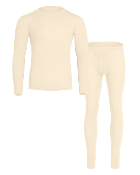 Men&#39;s 160 Long Sleeve &amp; Bottom 2-Piece Natural Front