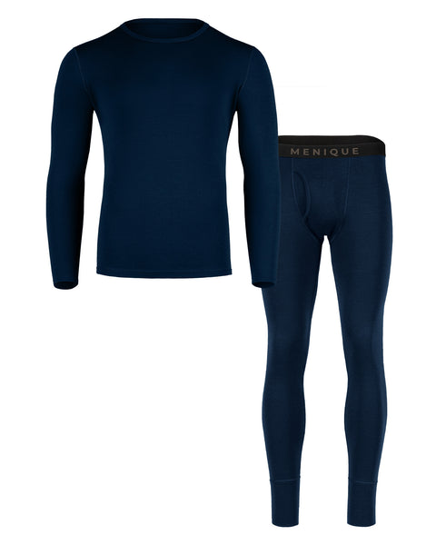 Men&#39;s 250 Long Sleeve &amp; Bottom 2-Piece Dark Blue Front