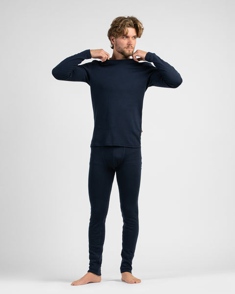 Men's 250 Long Sleeve &amp; Bottom 2-Piece Navy Blue