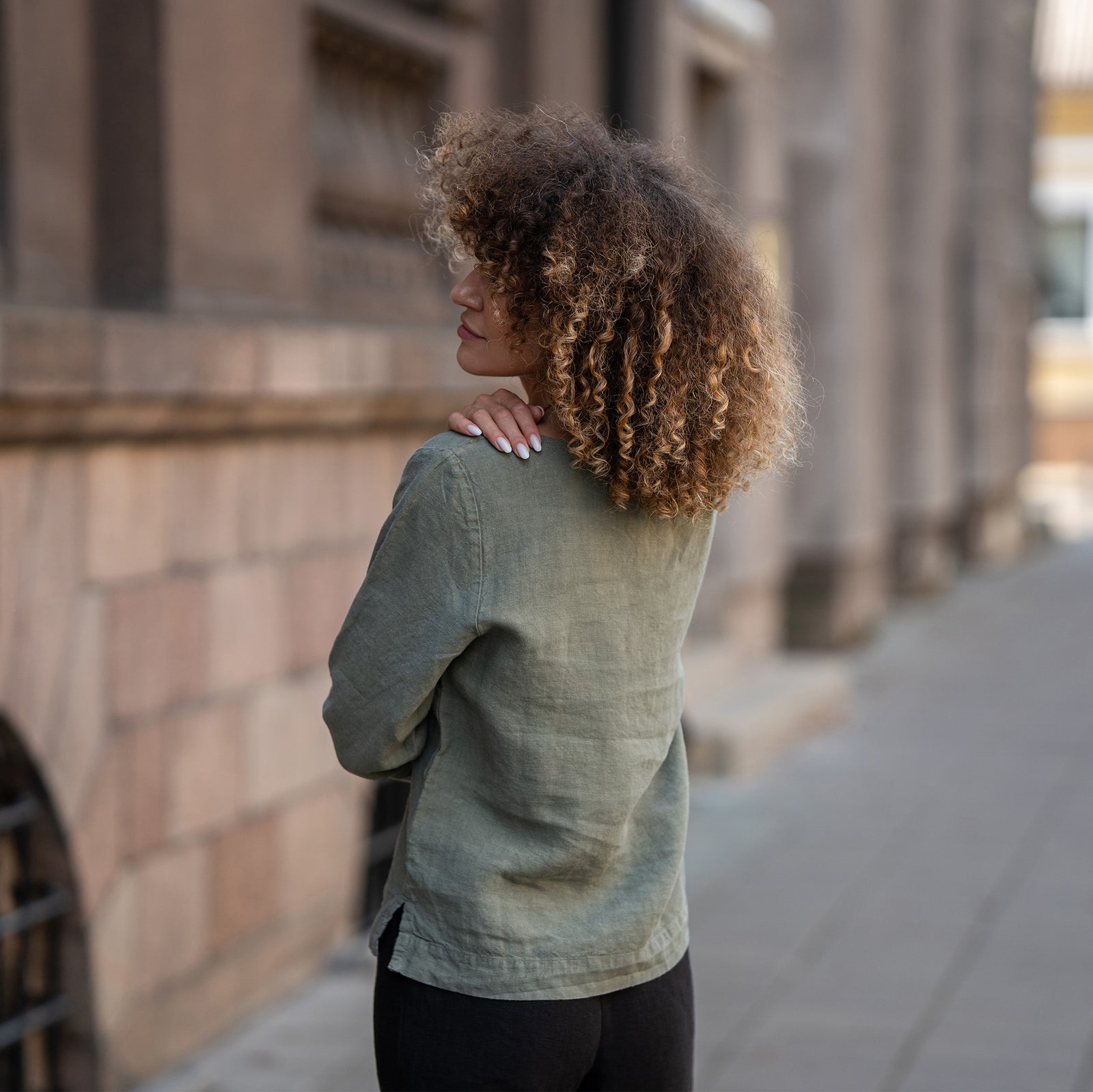 Linen Blouse Nora Stone Green