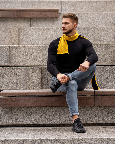 Men&#39;s Merino Scarf Power Mango/Black