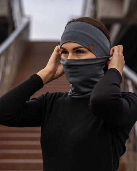 Women&#39;s Headband and Gaiter Set Perfect Grey