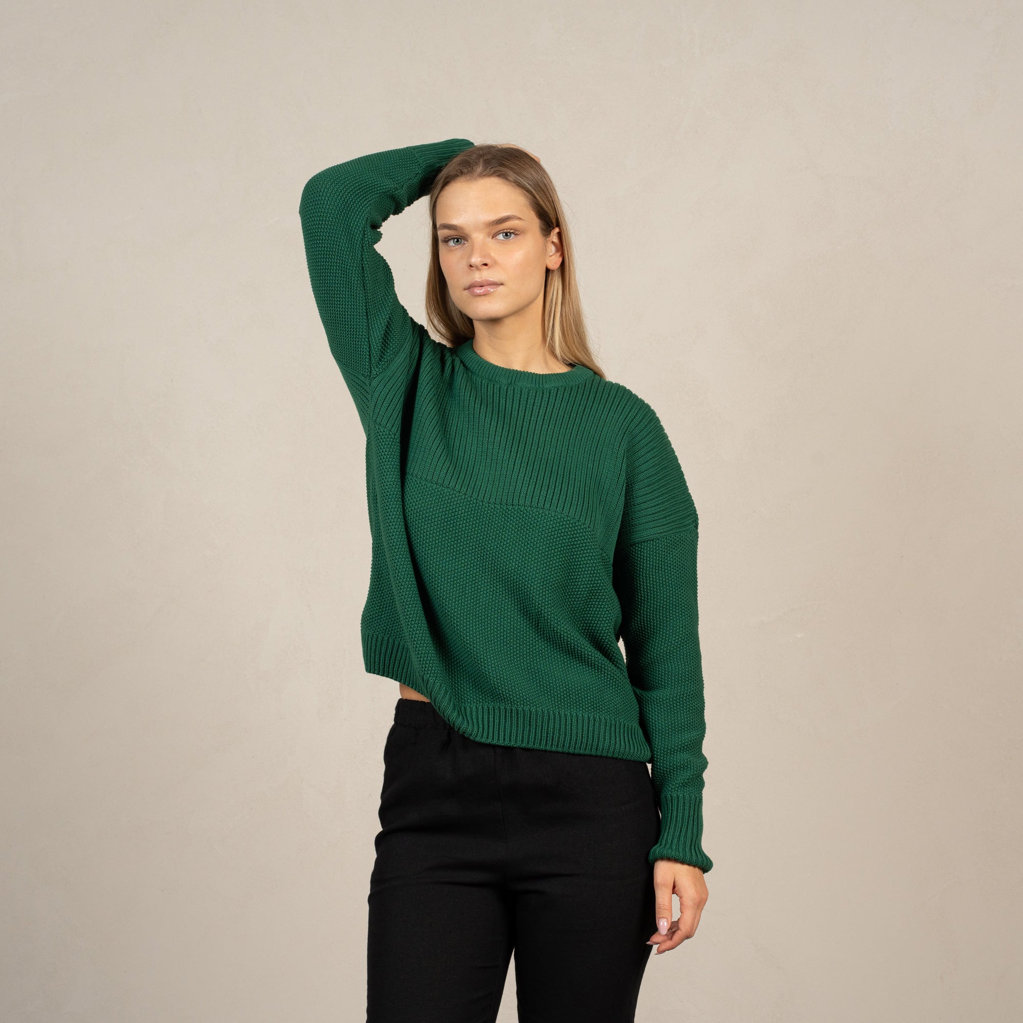 Women's Knit Cotton Sweater Sonata Green