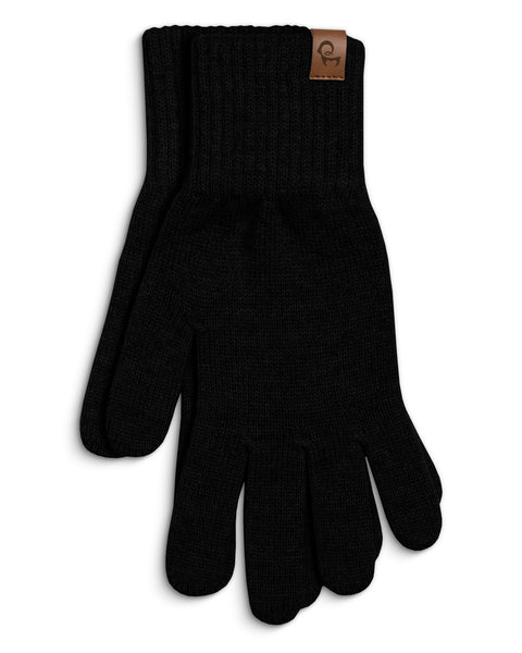 Packshot of menique women&#39;s short gloves in the color black in the white background