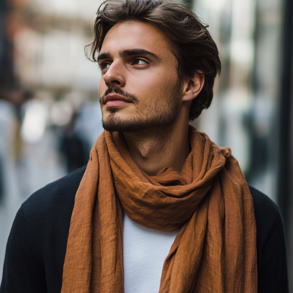 Brown linen scarf discount