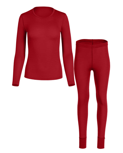 Women&#39;s 160 Long Sleeve &amp; Bottoms 2-Piece Royal Cherry