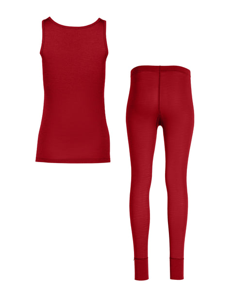 Packshot of women&#39;s 160 merino wool sleeveless top and bottoms set
