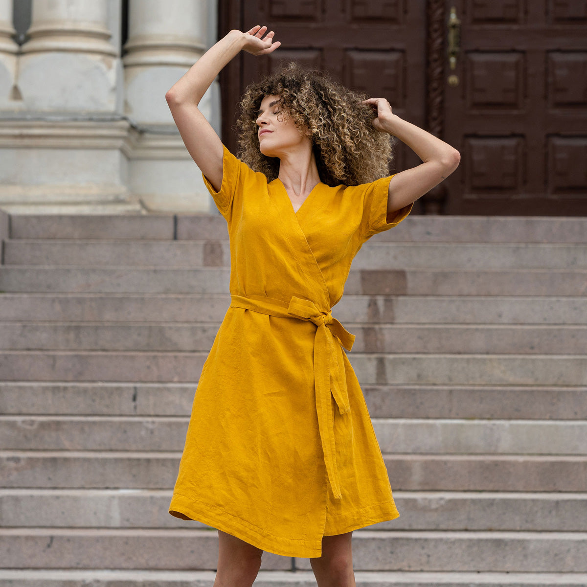 Yellow hot sale dress wrap