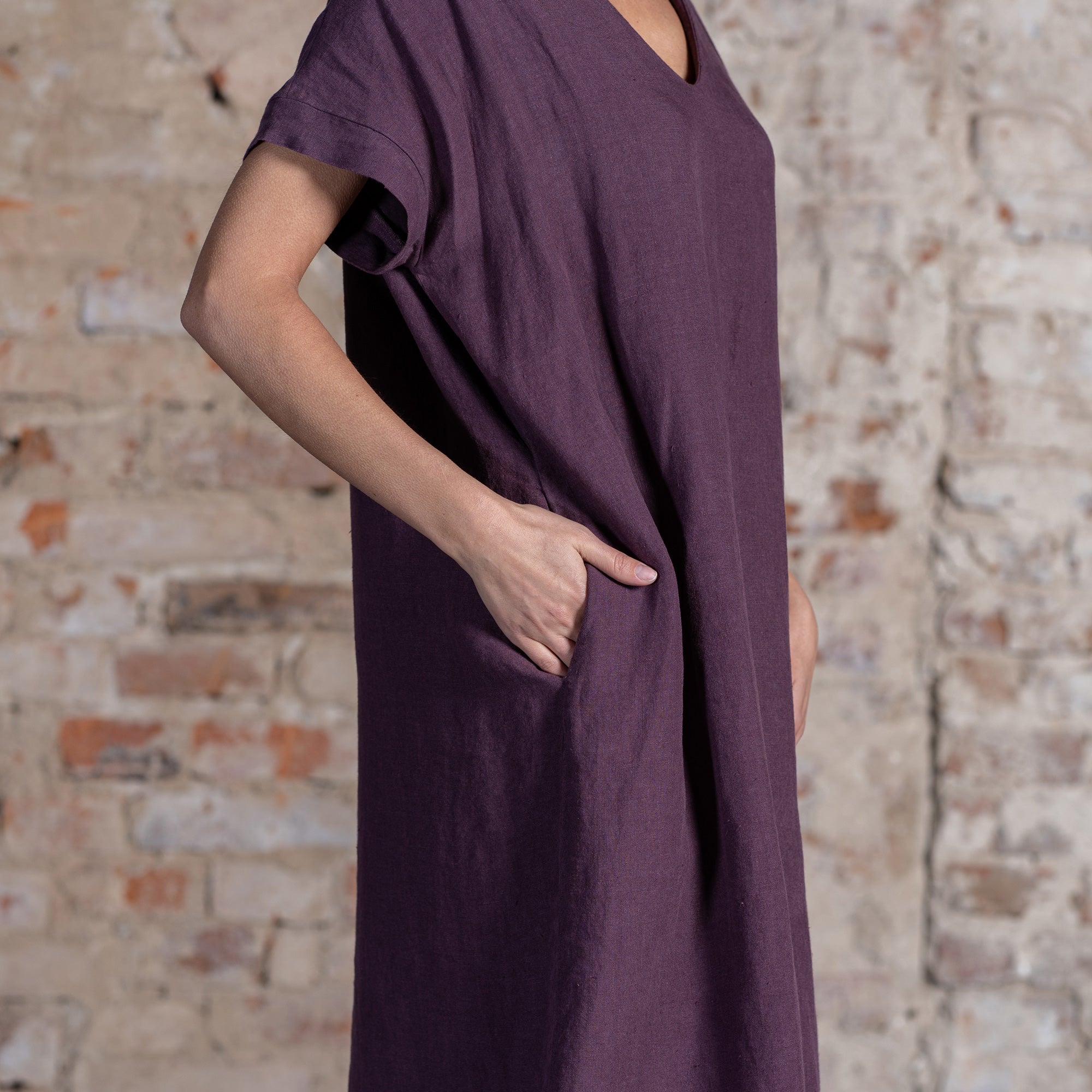 Linen Loose Dress Joelle Shadow Purple