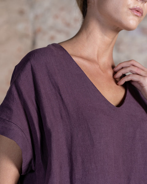 Linen Loose Dress Joelle Shadow Purple