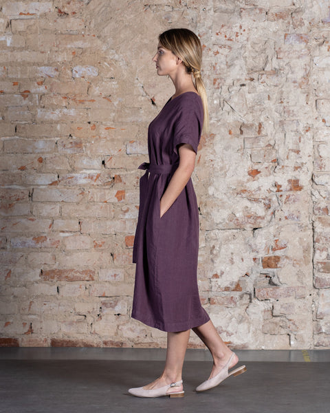 Linen Loose Dress Joelle Shadow Purple